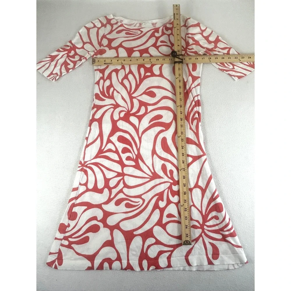 J.Crew Womens Coral White Abstract Floral Cotton Knit A-Line Dress 14195‎ Size M